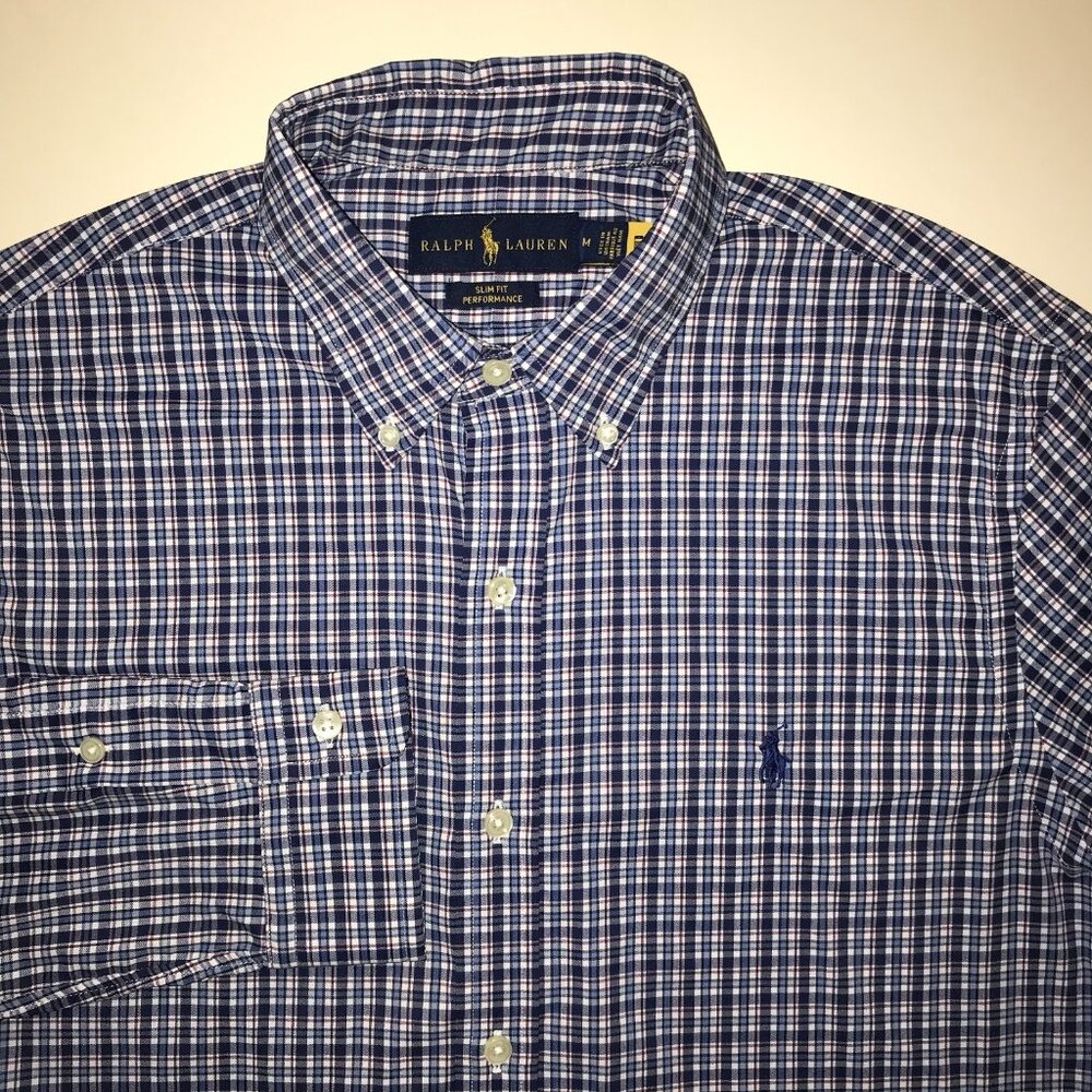 Men's Ralph Lauren Slim Fit Performance Long Sleeve Button Up Shirt- Size: M